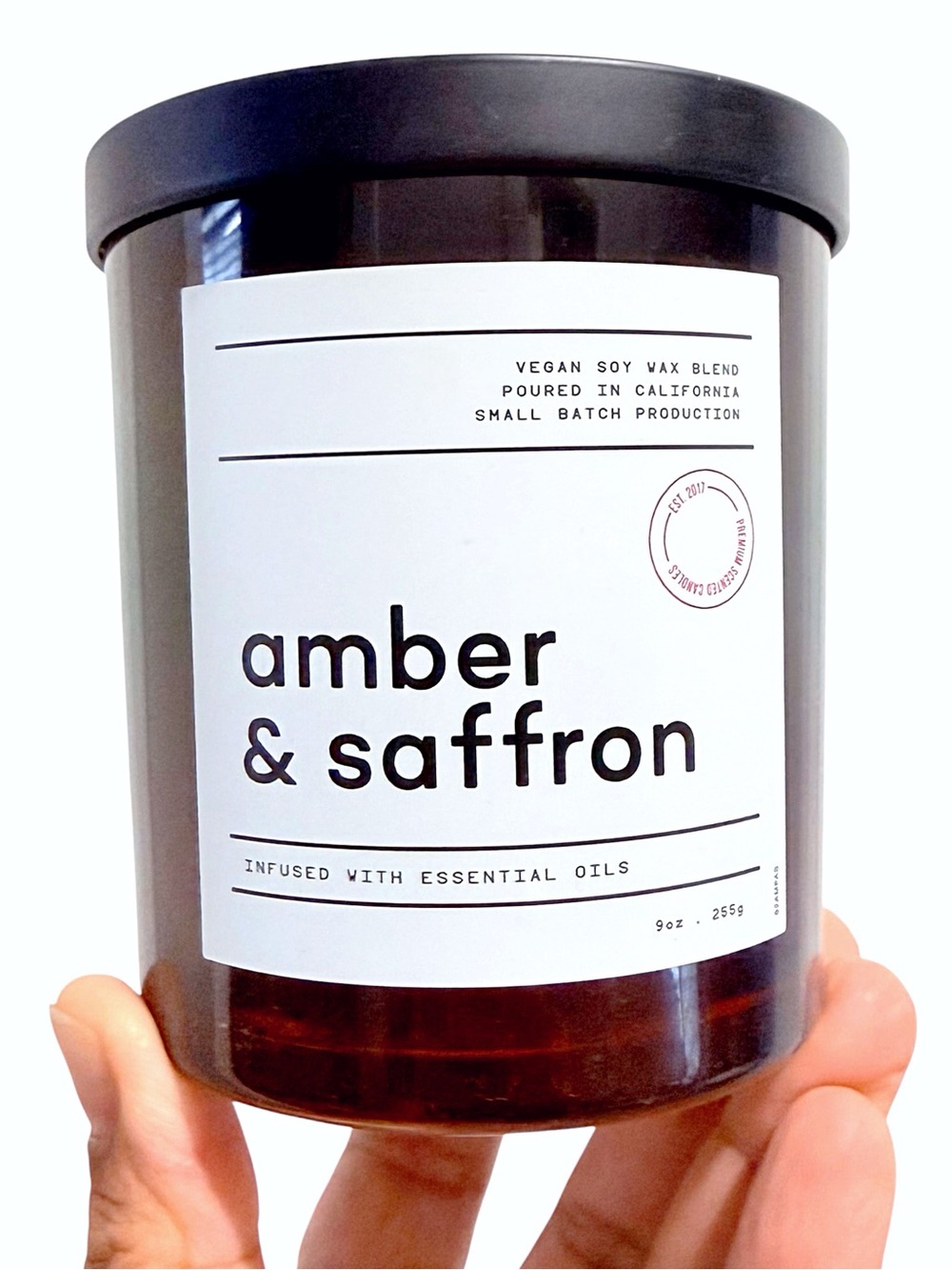 Leoben Company Amber & Saffron Luxury Scented Candle - Brown